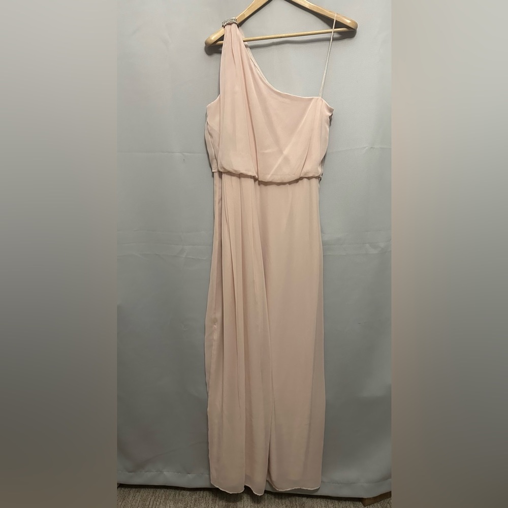 NWT Blush floor length one shoulder Adrianna Papell Gown